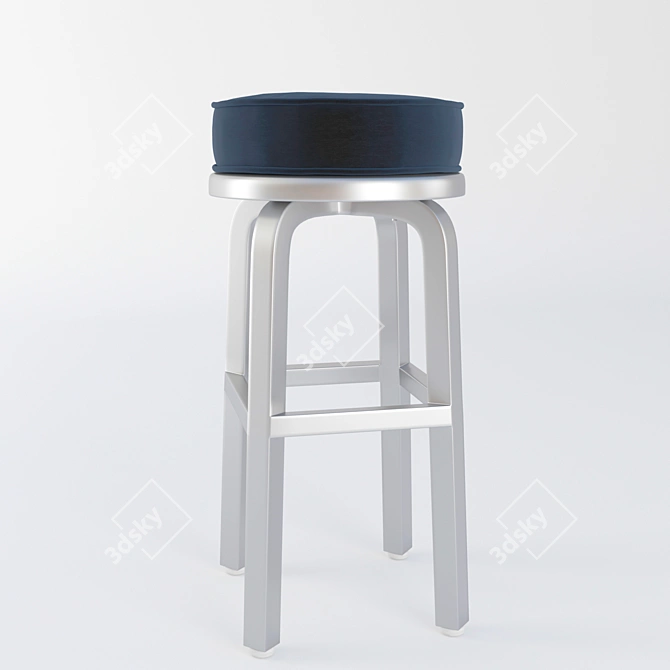 Sleek Spin Black Stool Cushion 3D model image 1