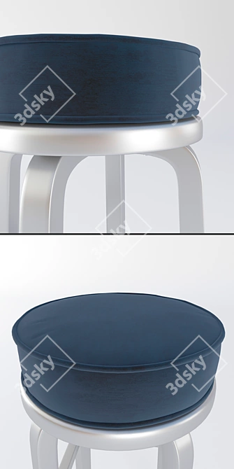 Sleek Spin Black Stool Cushion 3D model image 2