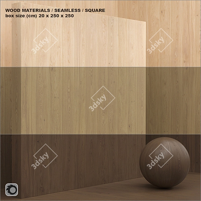 Seamless Wood Veneer Box Set 3D model image 3