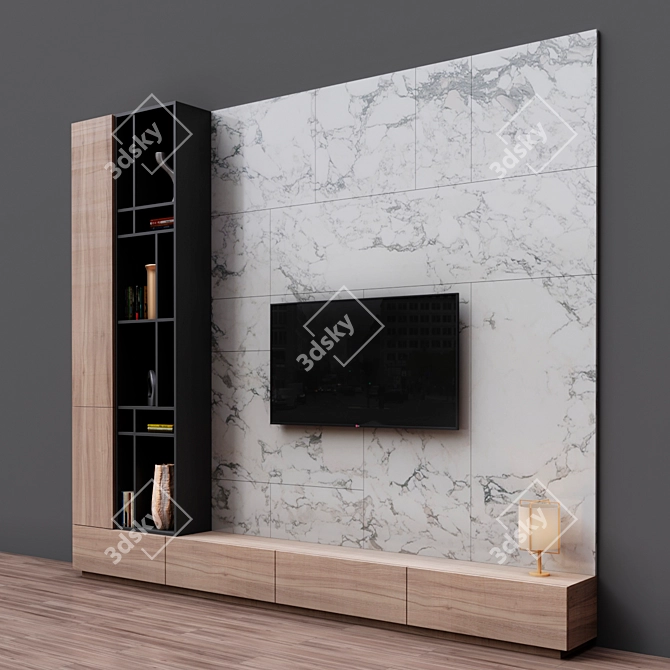 Spacious Cabinet Décor: W 3500 x H 3000 x D 350 mm 3D model image 2