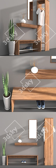 Modern Wardrobe & Shoe Storage 3D model image 3