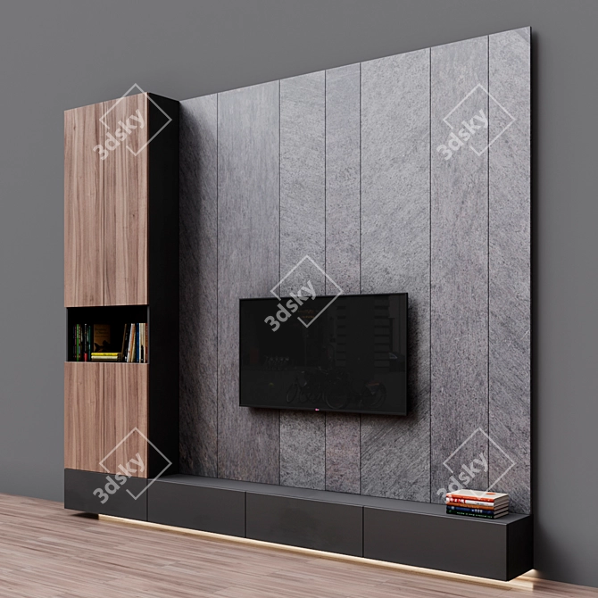 Compact TV Stand with Zona 3 Design 3D model image 2