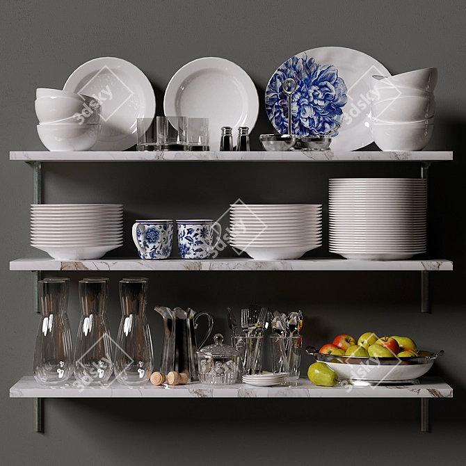 Williams Sonoma Kitchen Shelf Set 3D model image 1