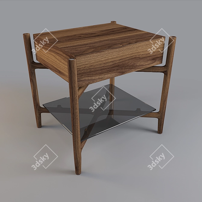 Title: Regent 2 Night Table: Elegant Walnut Design 3D model image 1