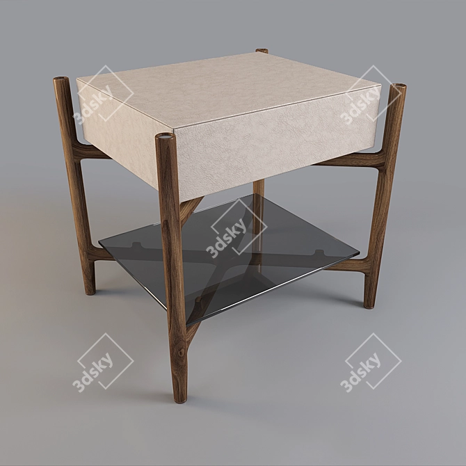 Title: Regent 2 Night Table: Elegant Walnut Design 3D model image 2