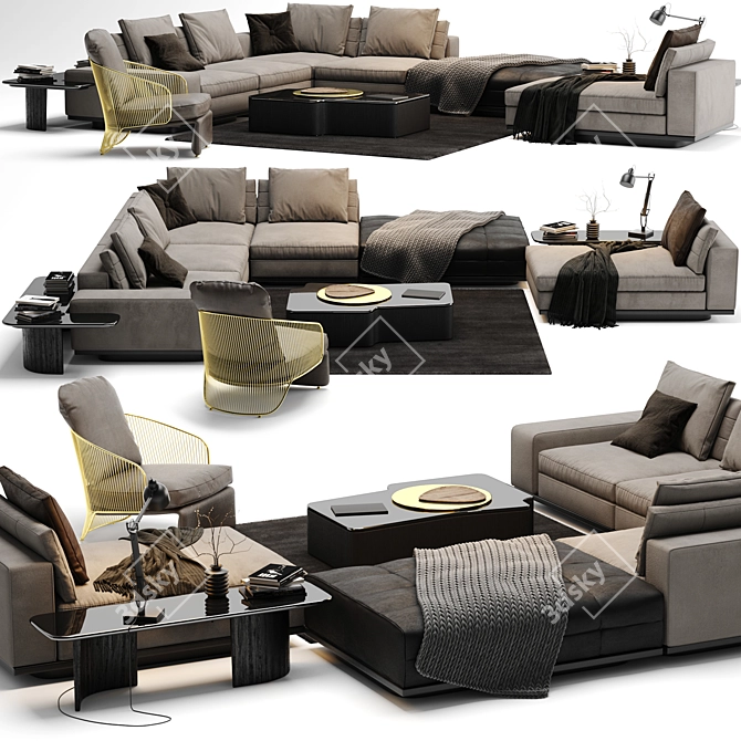 Luxury Lawrence Sofa by Minotti 3D model image 1