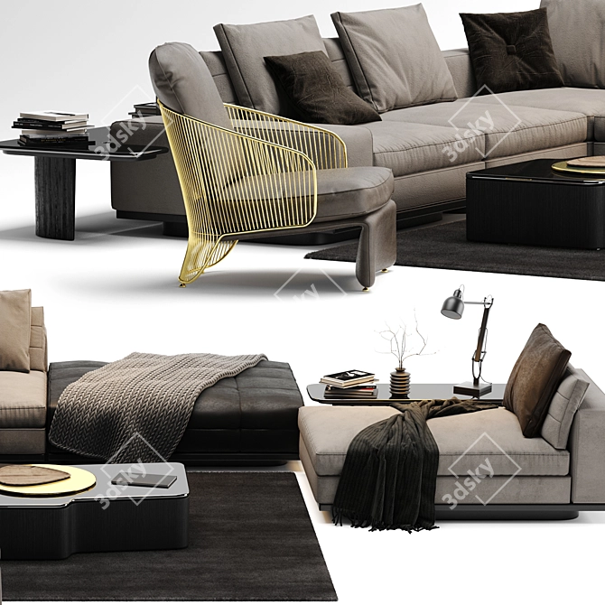 Luxury Lawrence Sofa by Minotti 3D model image 2