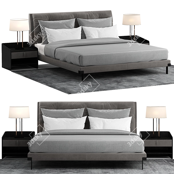 Luxury Viktor Bed: Elegant and Comfortable 3D model image 1