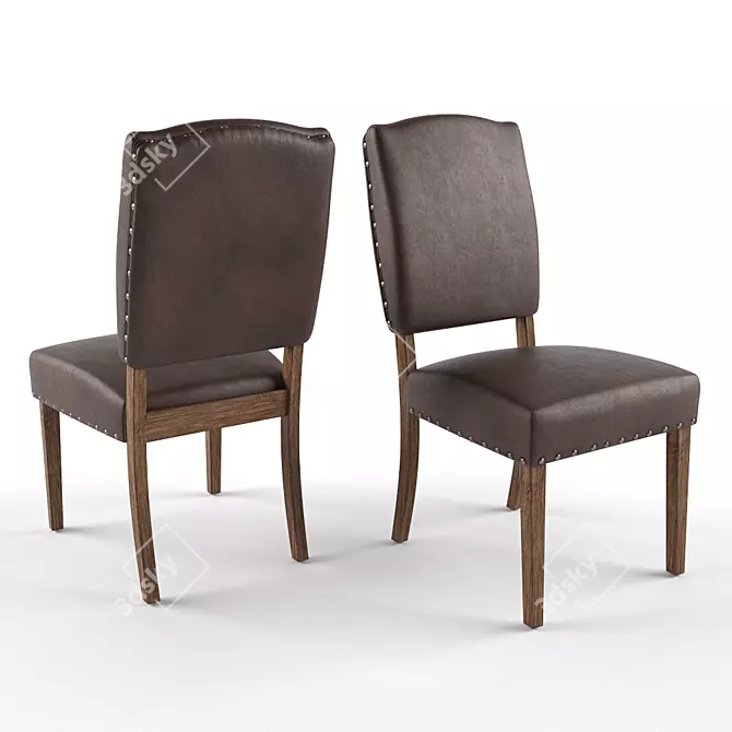 Elegant Pompon Upholstered Dining Chair 3D model image 2