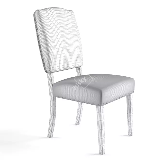 Elegant Pompon Upholstered Dining Chair 3D model image 3