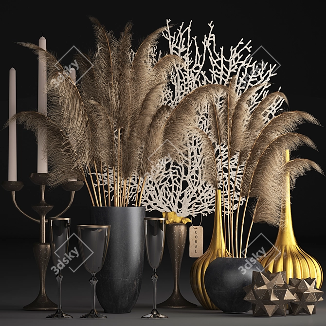 Rustic Reed Bouquet 3D model image 1