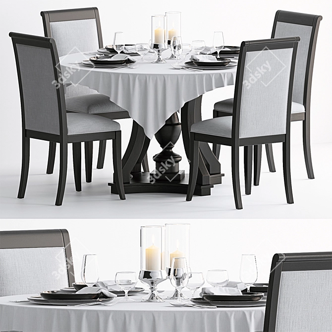 Elegant Oak Dining Set: Dantone Arizona + Coventry 3D model image 1