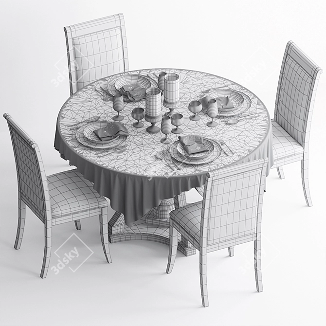 Elegant Oak Dining Set: Dantone Arizona + Coventry 3D model image 2