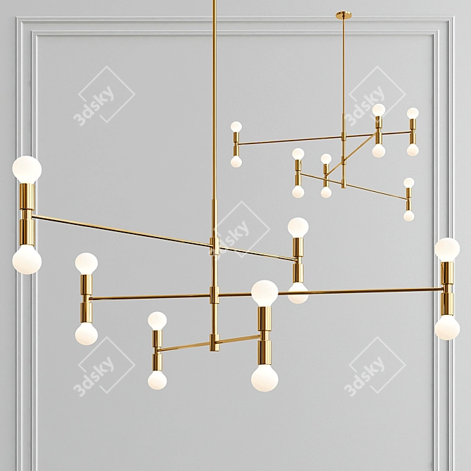 YOKA Gold Pendant Chandelier 3D model image 1