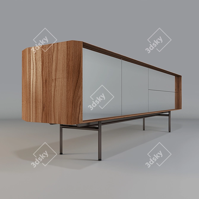 Elegant Canaletta Walnut Sideboard 3D model image 1