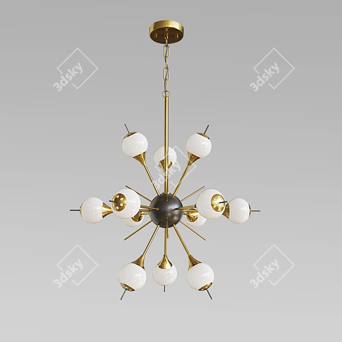 Elegant White Glass Sputnik Chandelier 3D model image 1