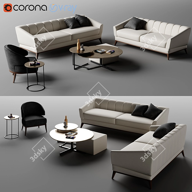 Sophisticated Lazzoni Ada Chester & Twice Armchair 3D model image 1