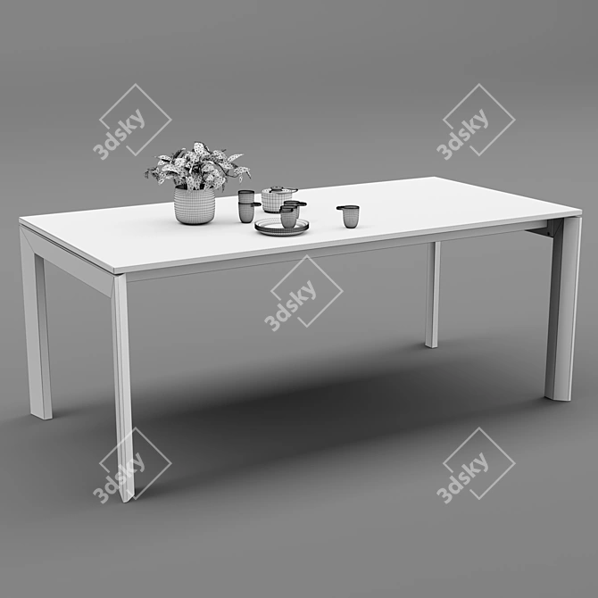 Modern Minimalist Lyon Dining Table 3D model image 2