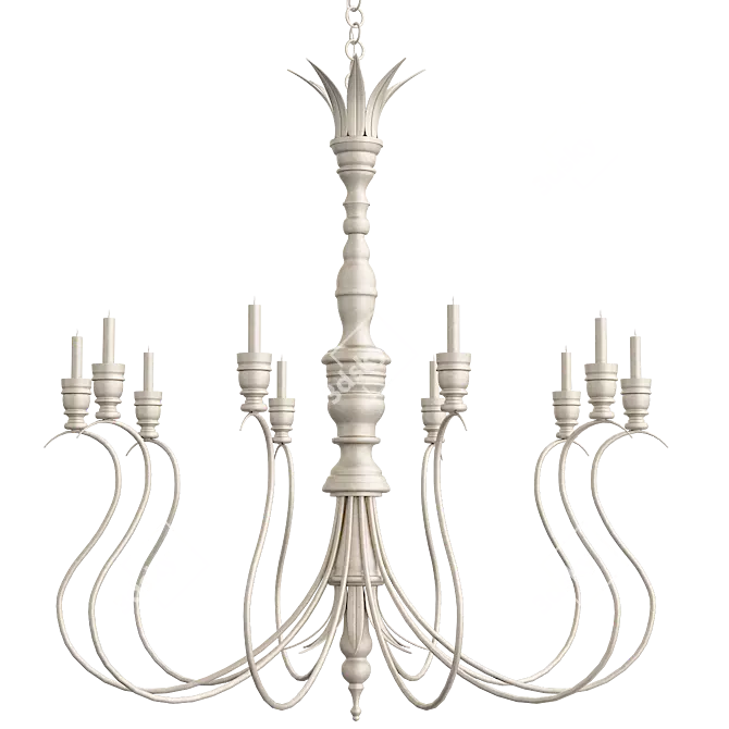 Title: Golden Art Nouveau Chandelier 3D model image 1