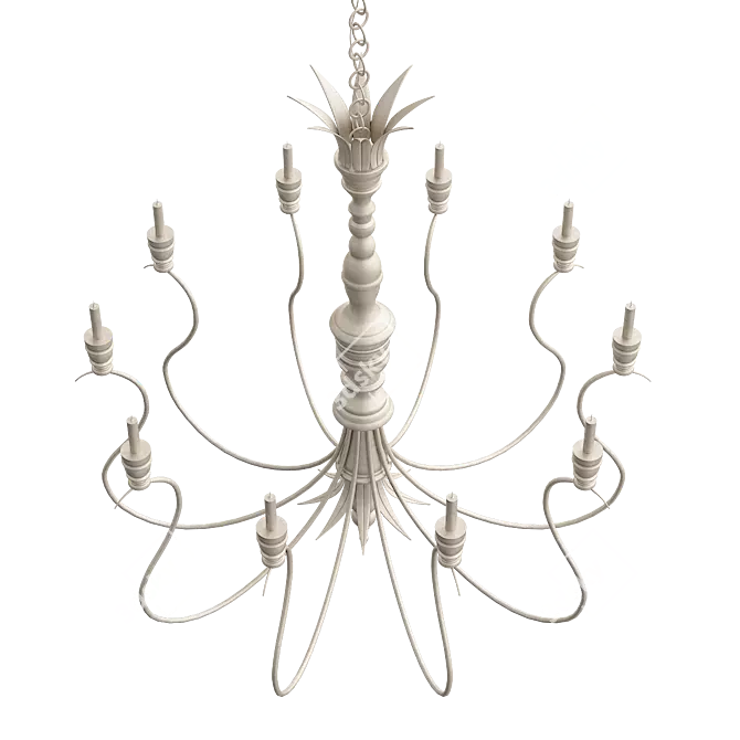 Title: Golden Art Nouveau Chandelier 3D model image 3