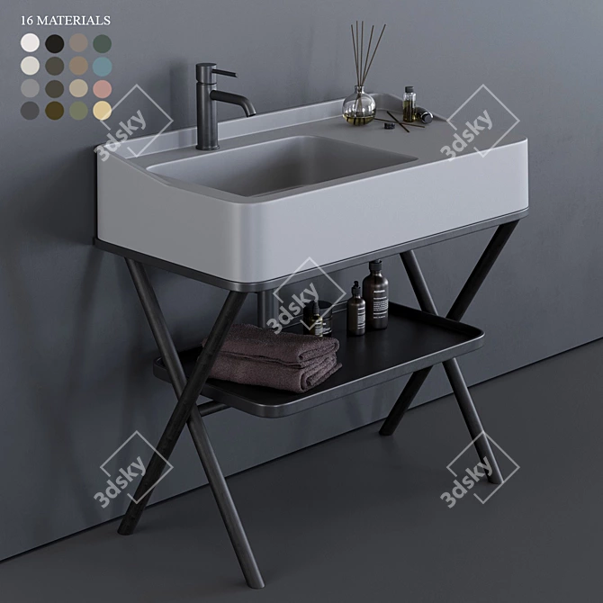 Siwa: Modern Rectangular Ceramic Washbasin 3D model image 1