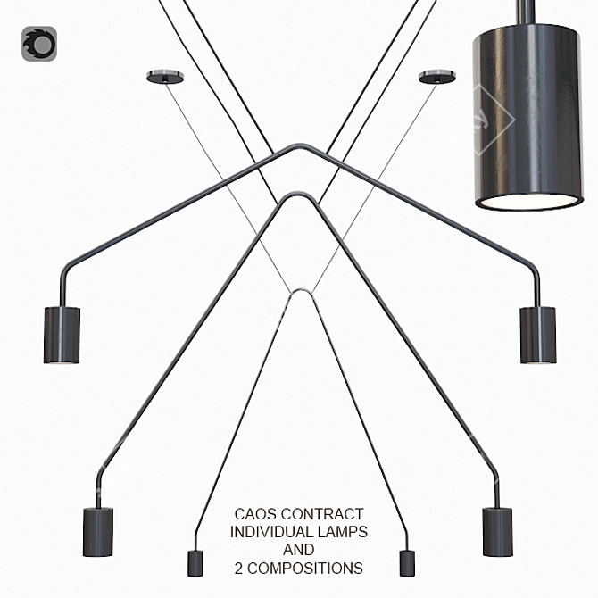 Modern Chaos Pendant Lighting 3D model image 1