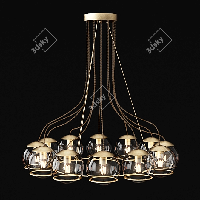 Sleek Orbit Chandelier - 36" Diameter 3D model image 1