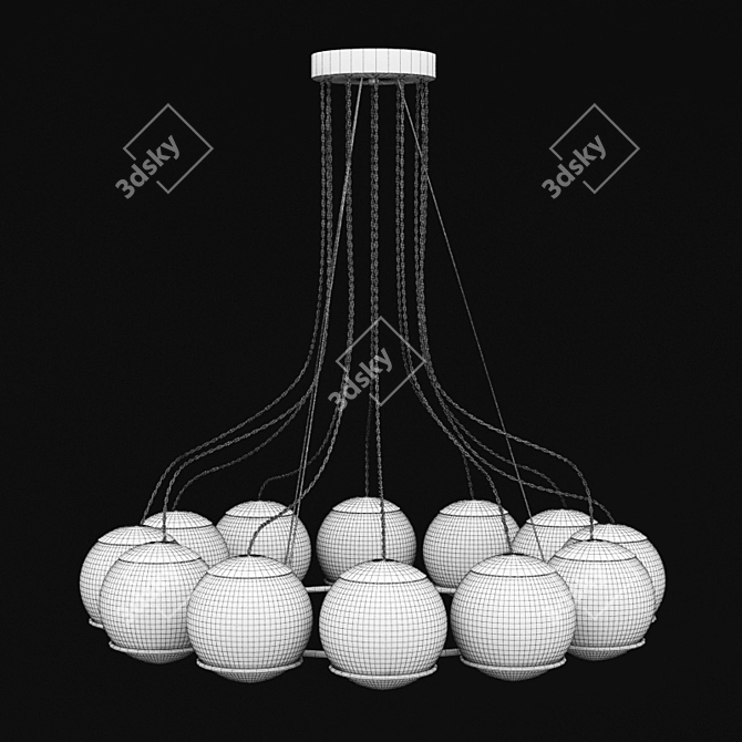 Sleek Orbit Chandelier - 36" Diameter 3D model image 2