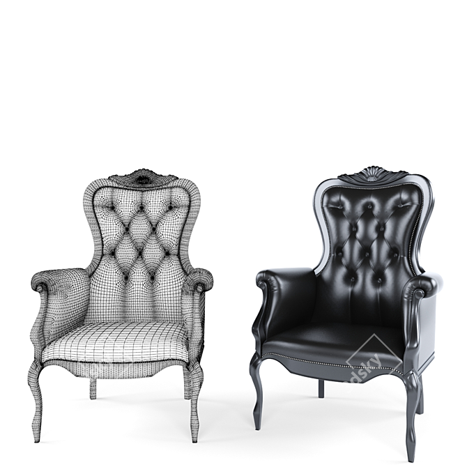 Quilted Classic Armchair: Elegant and Detailed 3D model image 3