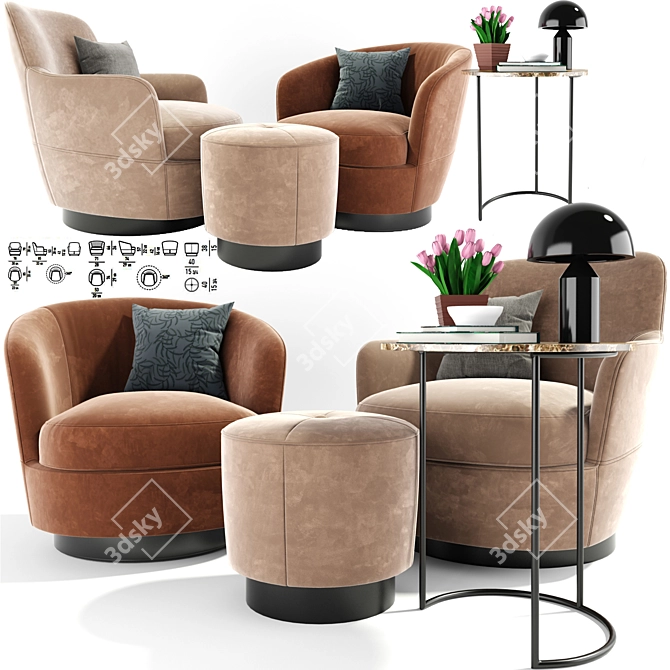 Luxury Minotti Jacques Armchair Set 3D model image 1