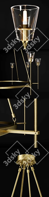 Elegant Glass Torch Chandelier 3D model image 2