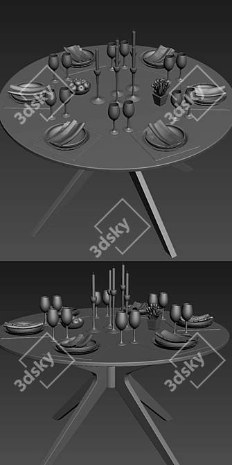 Modern Accent Chair with Round Table 3D model image 3