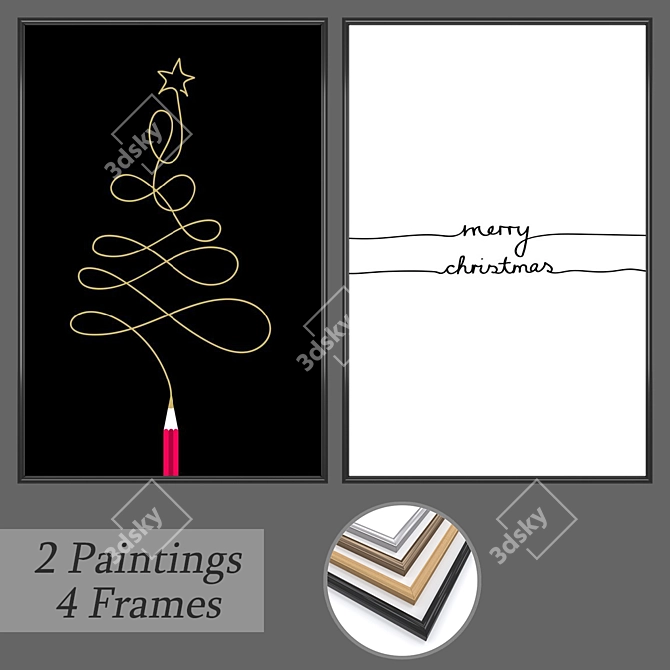 Elegant Art Set with Frame Variations 3D model image 1