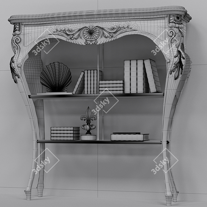 Chic Carved Art Deco Shelving 3D model image 3