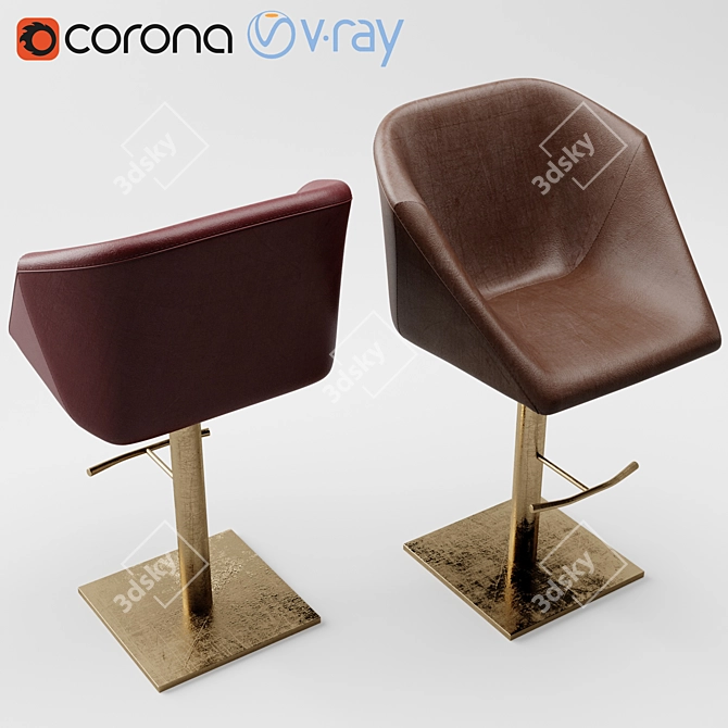 Modern Hexagon Bar Stool 3D model image 1