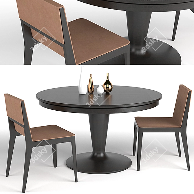 Elegant Dining Set: Unwrap UVW 3D model image 1