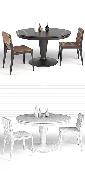 Elegant Dining Set: Unwrap UVW 3D model image 2