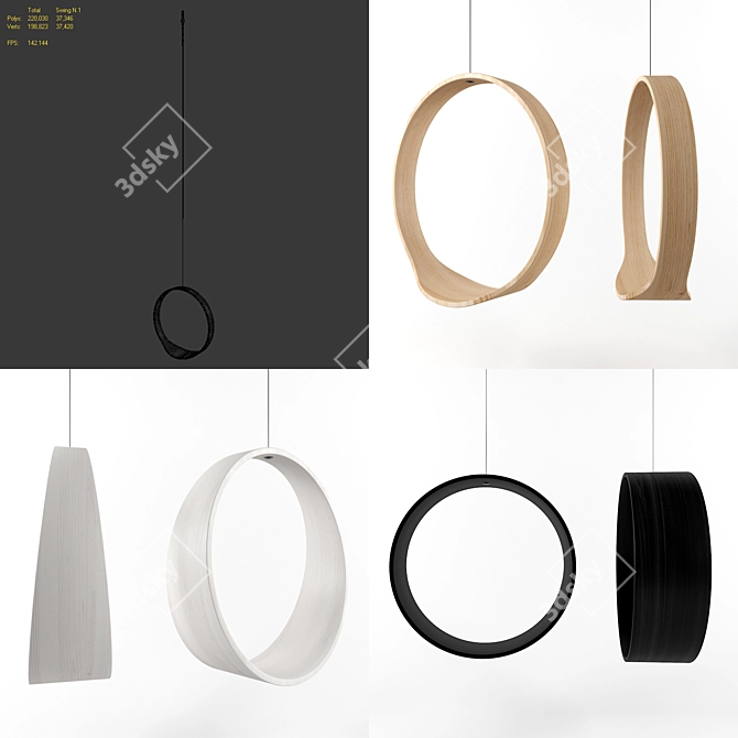 Iwona Kosicka Furniture Set: Interior Swings, Chairs, Stools & Pendant Lights 3D model image 2