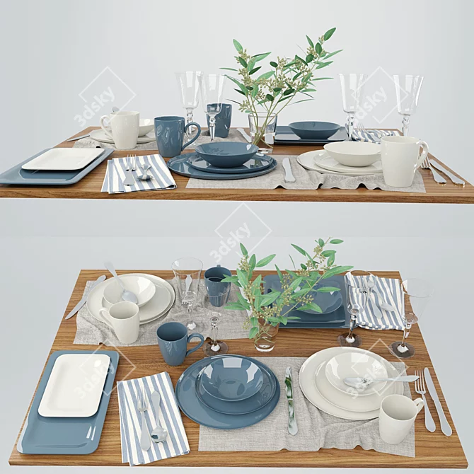 Elegant Serving Tray Set 3D model image 1