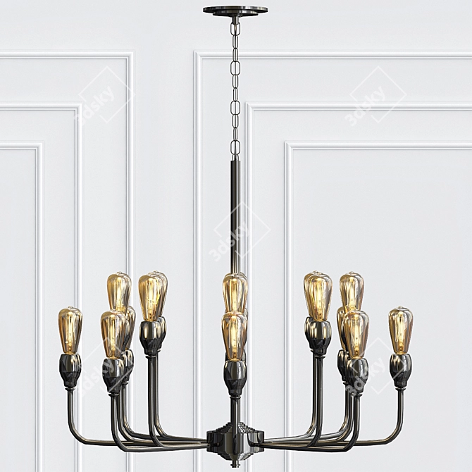 Elegant ELK Chandelier 3D model image 1