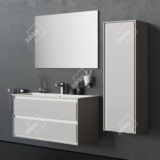 Modern Lacquered Vanity Unit with Drawers 3D model image 1