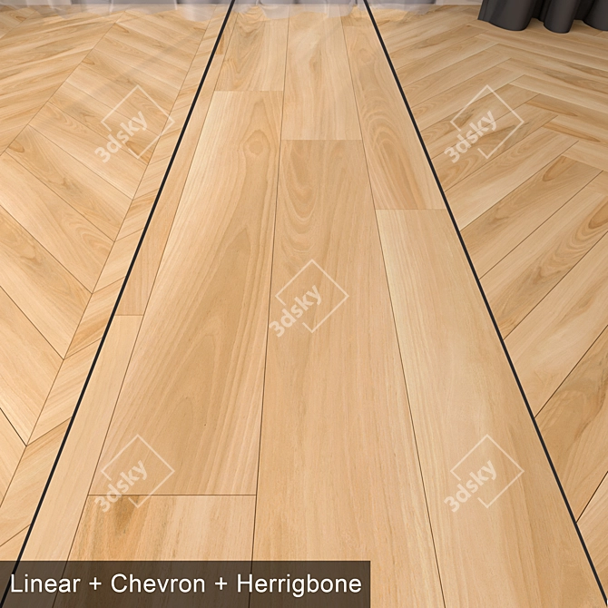 Versatile Parquet Floor Set 23: Linear, Herringbone & Chevron Patterns with Corona + Vray Render 3D model image 1