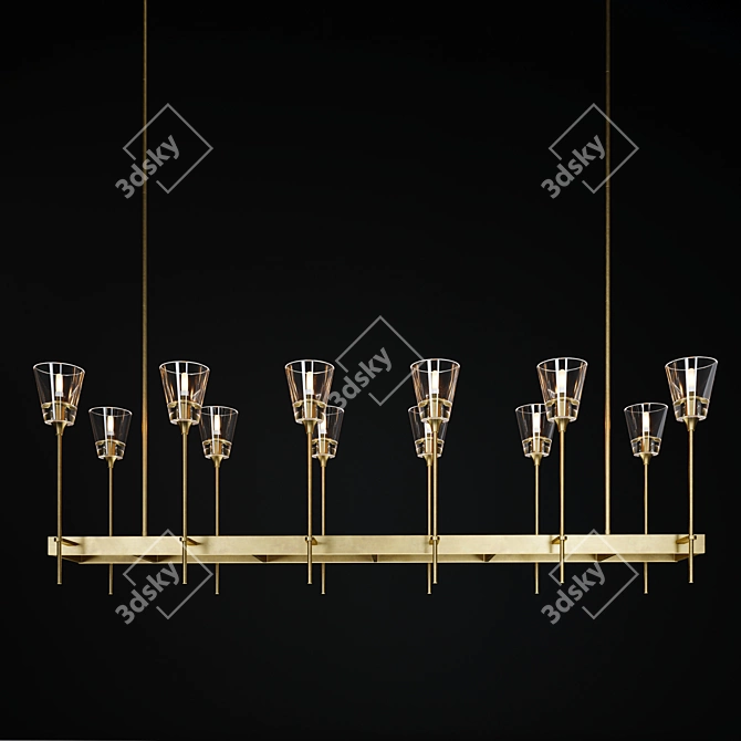 Glass Torch Linear Chandelier: Elegant Lighting Solution 3D model image 1