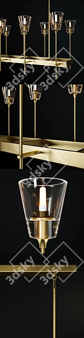 Glass Torch Linear Chandelier: Elegant Lighting Solution 3D model image 2