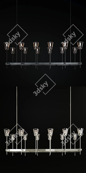 Glass Torch Linear Chandelier: Elegant Lighting Solution 3D model image 3