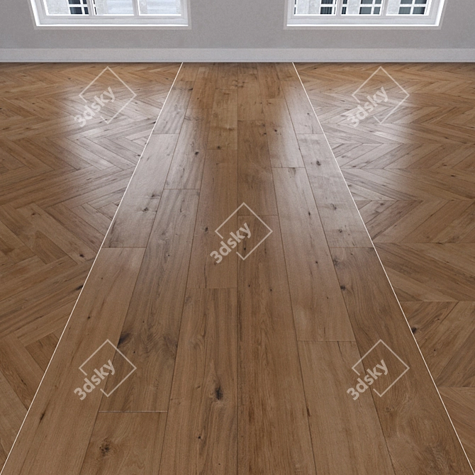 Bronze Oak Parquet: Herringbone, Linear & Chevron 3D model image 1