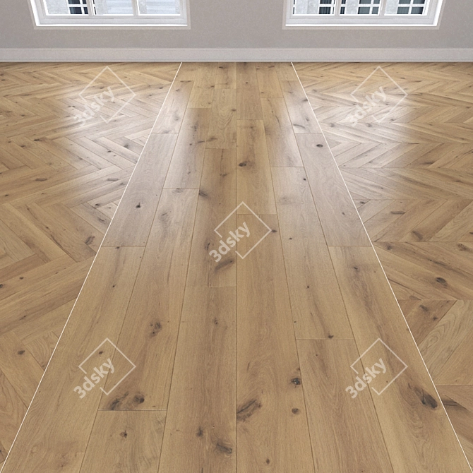 Oak Parquet: Herringbone, Linear, & Chevron 3D model image 1