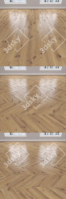 Oak Parquet: Herringbone, Linear, & Chevron 3D model image 2