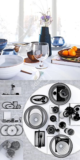 Elegant Table Setting: Two Options 3D model image 3