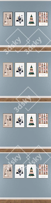 Modern Wall Art Set with Frame Options 3D model image 3